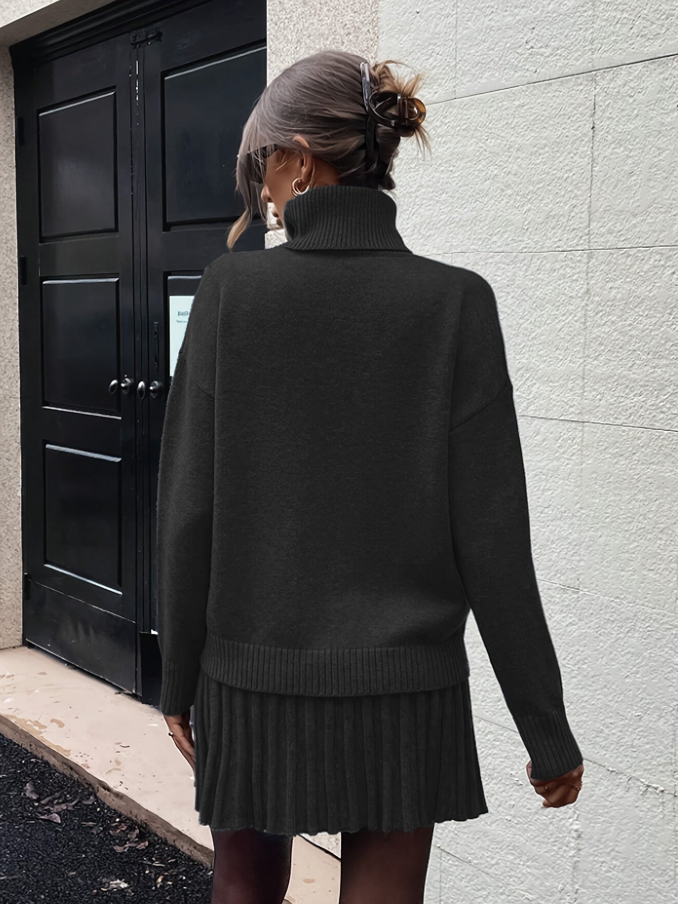 Wiesława™ | Dzianinowy Komplet z Golfem i Spódnicą Midi